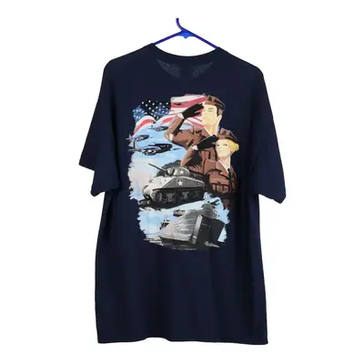 Gildan Graphic T-Shirt - XL Navy Cotton