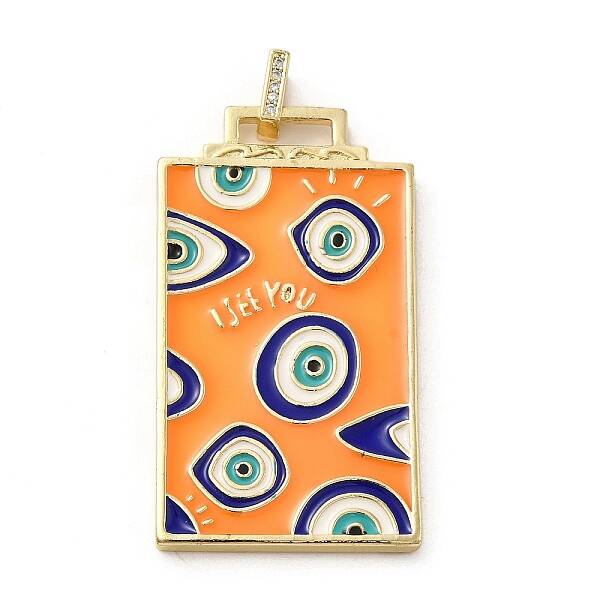 Brass Micro Pave Cubic Zirconia Pendant with Enamel
