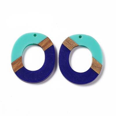 Opaque Resin & Walnut Wood Pendants
