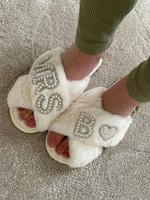 Women's Rhinestone & Faux Pearl Decorated Slippers, Casual Soft Comfortable Home Slippers, Fashionable Criss Cross Design Sli...