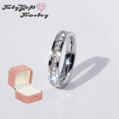 Plated Single Row Pave Stackable Eternity Ring Size