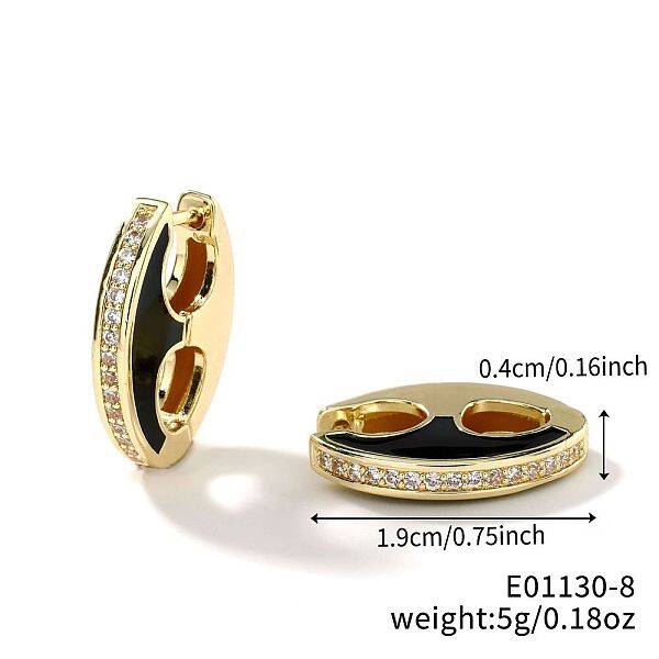 Retro Brass Enamel Hoop Earrings