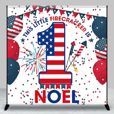 American Flag Balloons Custom 1st Birthday Backdrop - Aperturee
