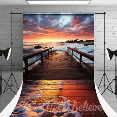 Wooden Table Sun Seaboard Spray Photo Shoot Backdrop - Aperturee