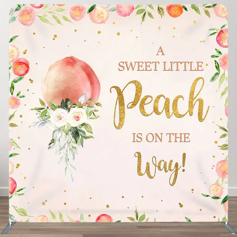Aperturee Peach White Rose Fabric Backdrop Cover for Baby Shower - Aperturee