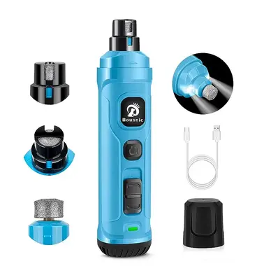 Dog Nail Grinder with 2 LED Light - Super Quiet Pet Nail Grinder Powerful 2-Speed Electric Dog Nail Trimmer File Toenail Grin...