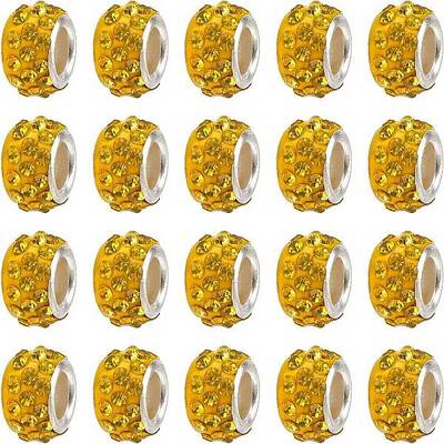 100Pcs Polymer Clay Rhinestone European Beads
