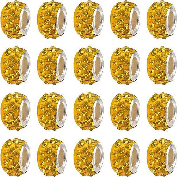 100Pcs Polymer Clay Rhinestone European Beads