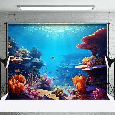 Fish Coral Blue Natural Undersea Backdrop For Photo - Aperturee