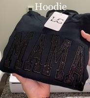 Mama Glitter Heat Transfer Vinyl Embroidered Sweater - Personalized Sparkle for Stylish Moms
