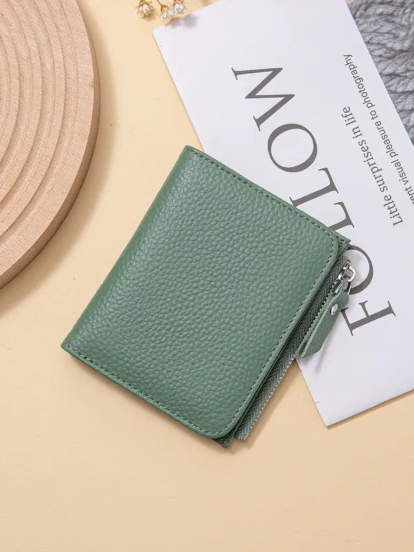 Women's Simple Style Plain Color RFID Blocking Short Wallet, Casual Trendy Zipper Wallet with Card Slots & ID Window, Fashion...
