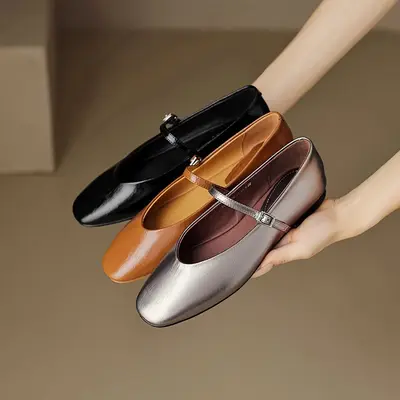 CHIKO Kontxexi Square Toe Block Heels Mary Jane Flats