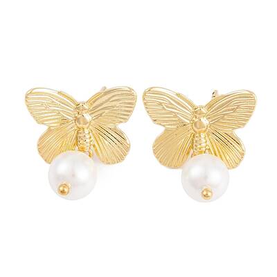 Rack Plating Brass ABS Pearl Earrings