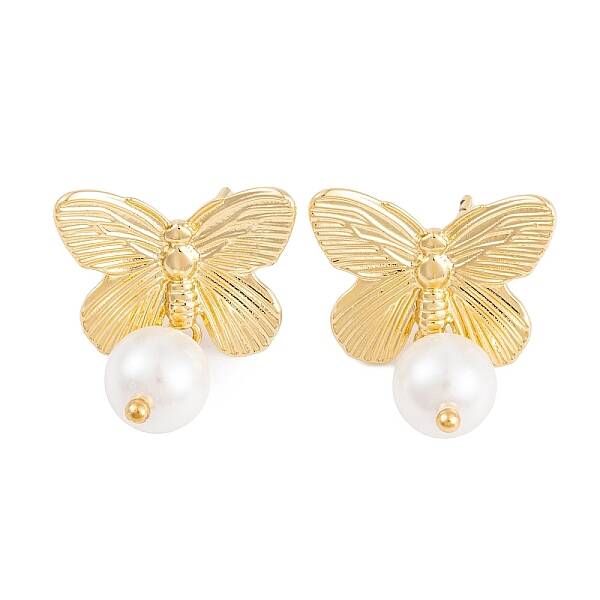 Rack Plating Brass ABS Pearl Earrings