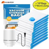 10 Vacuum Storage Bags, Space Saver Vacuum Storage Bags Reusable Clothes Storage Bags, Compression for Comforters and Blanket...