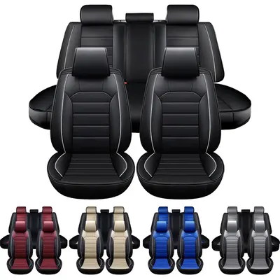 Universal Leather Full Wrapping Car Seat Cover Full Set Seat Protector Front+Rear 40/60 Cushions Fit For Honda /Nissan /Toyot...