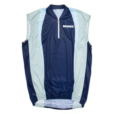 BRUNEX Cycling Mens Jersey Blue Sleeveless 1/4 Zip 2XL