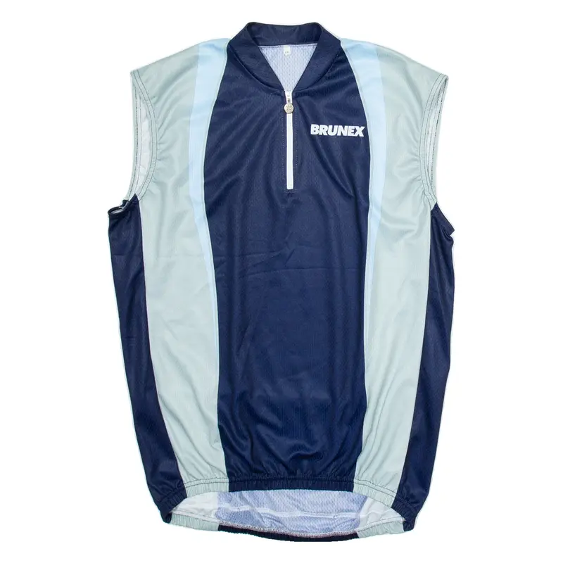 BRUNEX Cycling Mens Jersey Blue Sleeveless 1/4 Zip 2XL