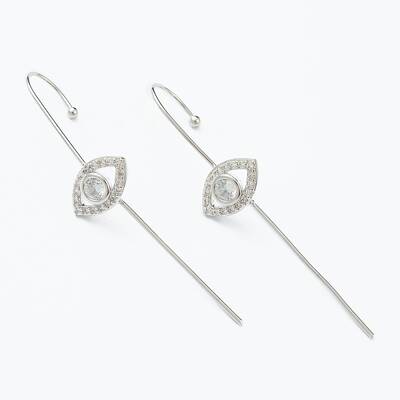 Brass Micro Pave Clear Cubic Zirconia Ear Wrap Crawler Hook Earrings