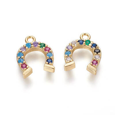 Brass Micro Pave Cubic Zirconia Charms