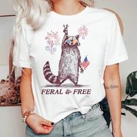 Feral And Free 4th Of July T Shirt, Funny Usa Shirt, Funny Raccoon Shirt, Raccoon 4th Of July T Shirt, Merica 4th Of July T S...
