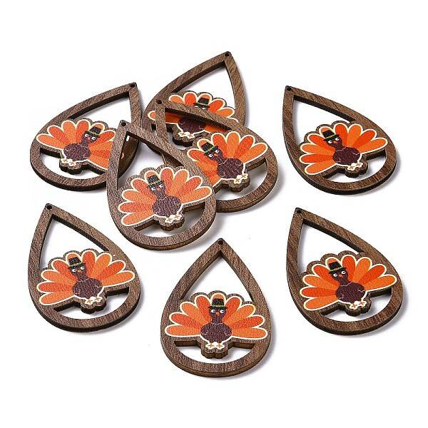 Halloween Theme Single Face Printed Aspen Wood Big Pendants