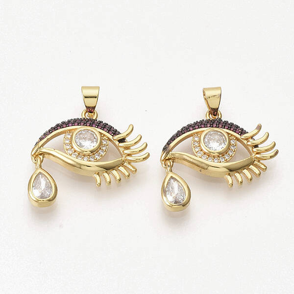 Brass Micro Pave Cubic Zirconia Pendants