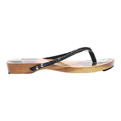 Flip Flop Sandals Black Leather Womens UK 5