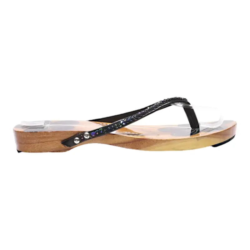 Flip Flop Sandals Black Leather Womens UK 5