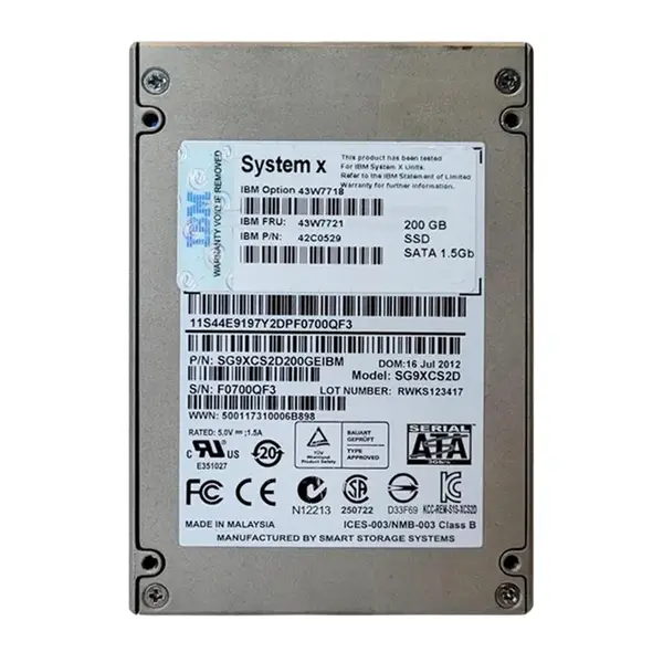 43W7718 IBM 200GB Multi-Level Cell SATA 3Gb/s Hot Swappable 2.5-Inch Solid State Drive