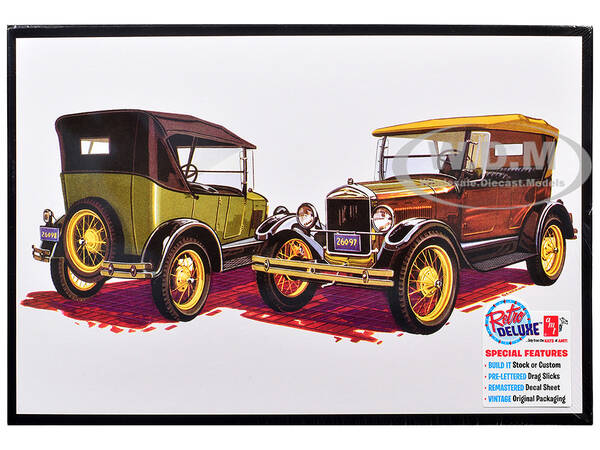 Skill 2 Model Kit 1927 Ford Model T Touring 2 in 1 Kit 1/25 Scale Model by AMT