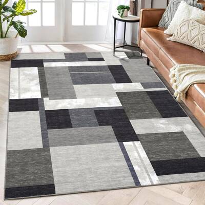 Garvee Modern Rug Washable Rug 3x5 Geometric Area Rug Patchwork Pattern Rugs for Living Room Non Slip Carpet Low Pile Office ...