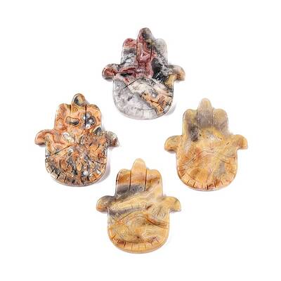 Natural Crazy Agate Hamsa Hand with Eye Figurines
