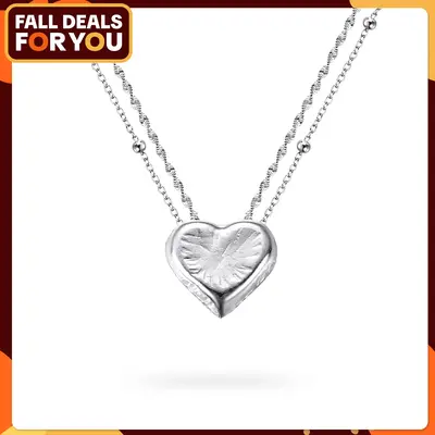{Best Gift} S925 Necklace for Women, Heart Pendant Sterling Silver with Platinum Plating, 18\