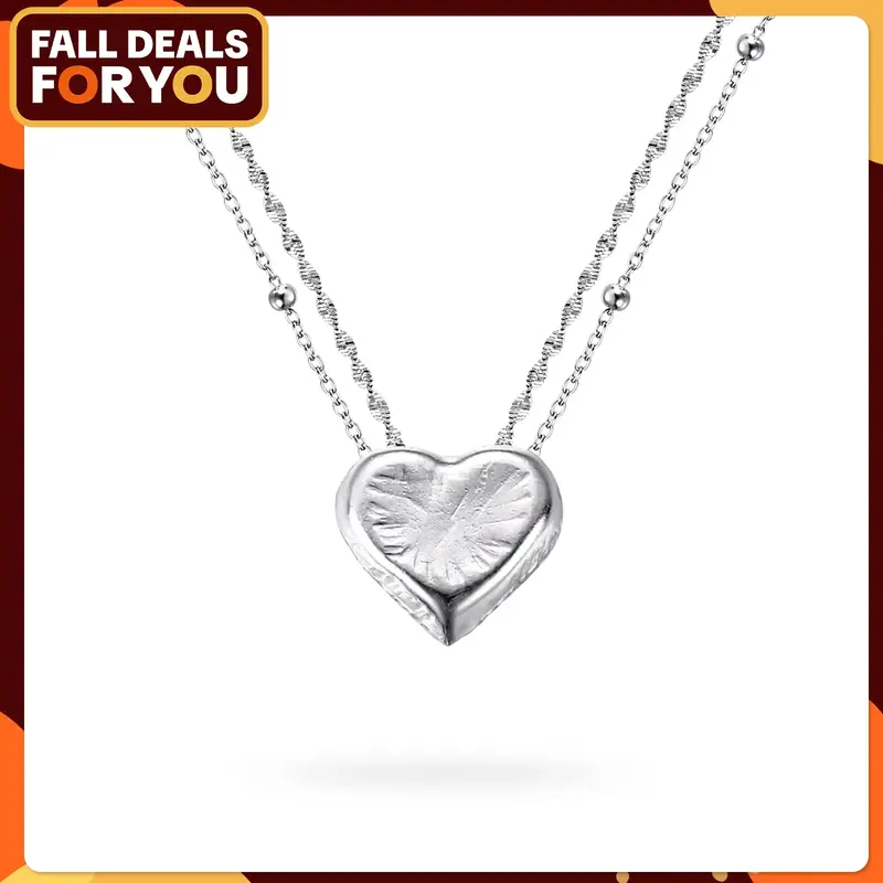 {Best Gift} S925 Necklace for Women, Heart Pendant Sterling Silver with Platinum Plating, 18\