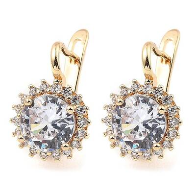 Brass with Cubic Zirconia Hoop Earrings