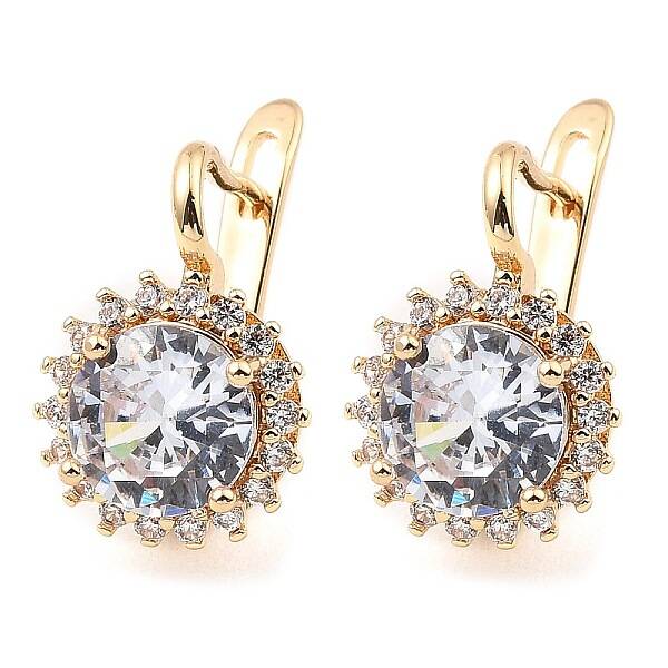 Brass with Cubic Zirconia Hoop Earrings