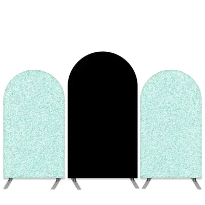 Aperturee Cyan Glitter And Black Happy Birthday Arch Backdrop Kit | Diy Chiara Backdrop Cover | Diy Arch Backdrop Cover | Chi...