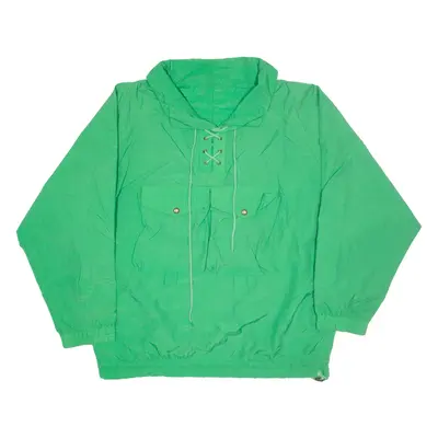 PICDOR Drawstring Pullover Shell Jacket Green Nylon 90s Womens XL