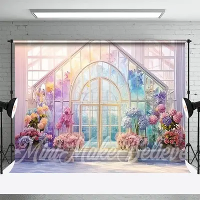 Watercolor Floral Glass Architectural Photo Backdrop - Aperturee
