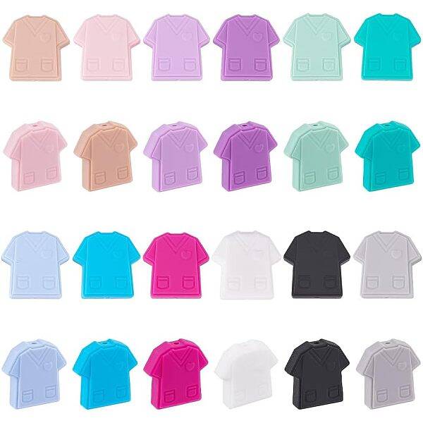 24Pcs 12 Colors Food Grade Eco-Friendly Silicone Focal Beads