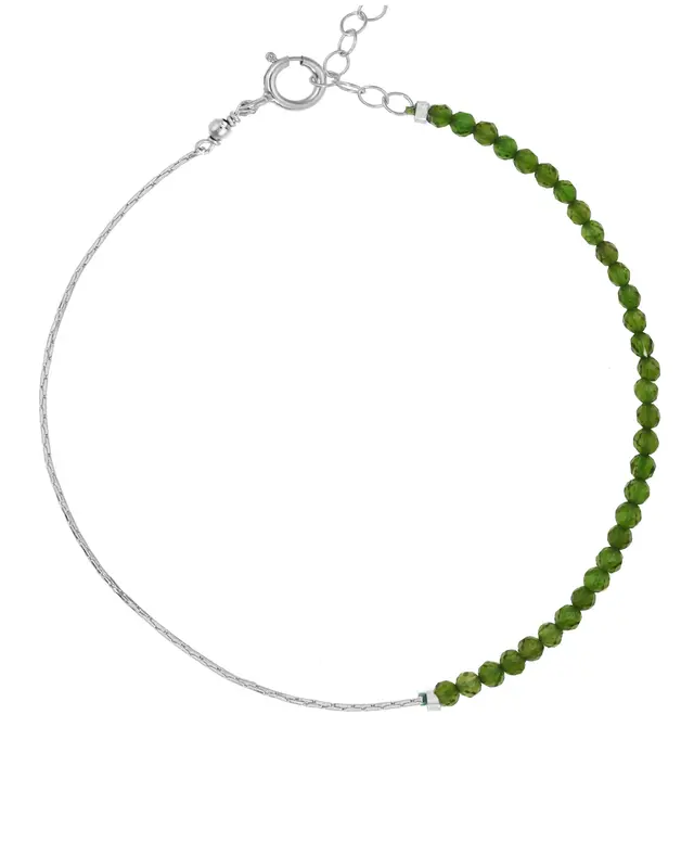 Ardella Gemstone Bracelet | Metal Color: Silver | Gemstone: Emerald | Length: Adjustable 7 - 8 inches