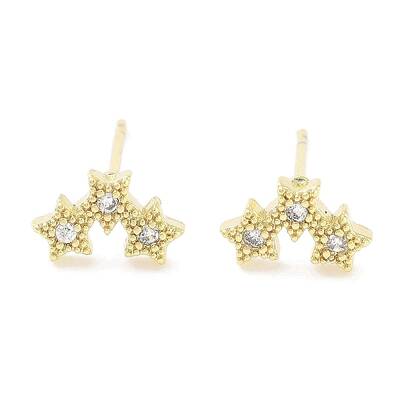 Brass Micro Pave Clear Cubic Zirconia Studs Earring for Women