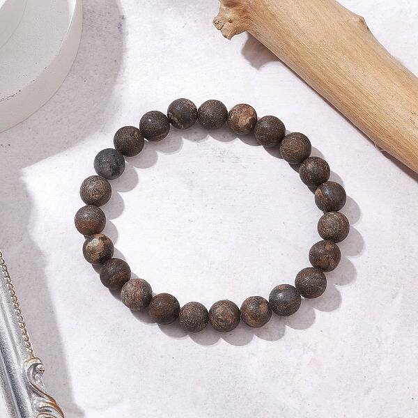 Natural Bronzite Round Beaded Stretch Bracelets for Women Men