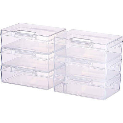 BENECREAT 6 pack rectangle Clear Plastic Bead Storage with Flip-Up Lids for Pills