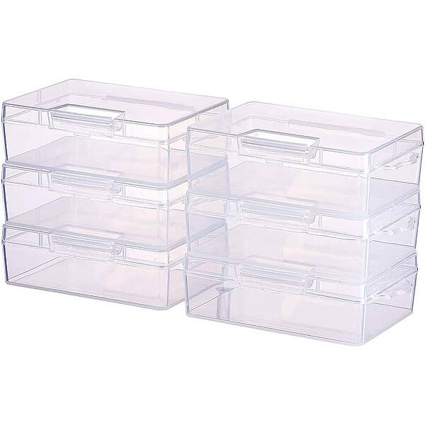 BENECREAT 6 pack rectangle Clear Plastic Bead Storage with Flip-Up Lids for Pills