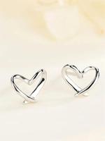 Women's Simple Heart Design Stud Earrings, New Style Fashion Ear Studs for Party, Daily Clothing Decor, Trendy All-match Cool...