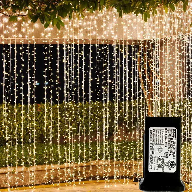Solhice LED Curtain Light, 1 Box 600LED Plug in Hanging String Light, Twinkle Light Backdrop for Outside Backyard Wedding Bed...