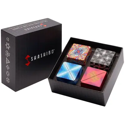 Shashibo Gift Box Set - Spaced Out, Black & White, Optical Illusion & Blue Planet Designs infinity cube