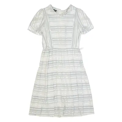 ABS Womens A-Line Dress Grey 90s Striped Short Sleeve Midi S